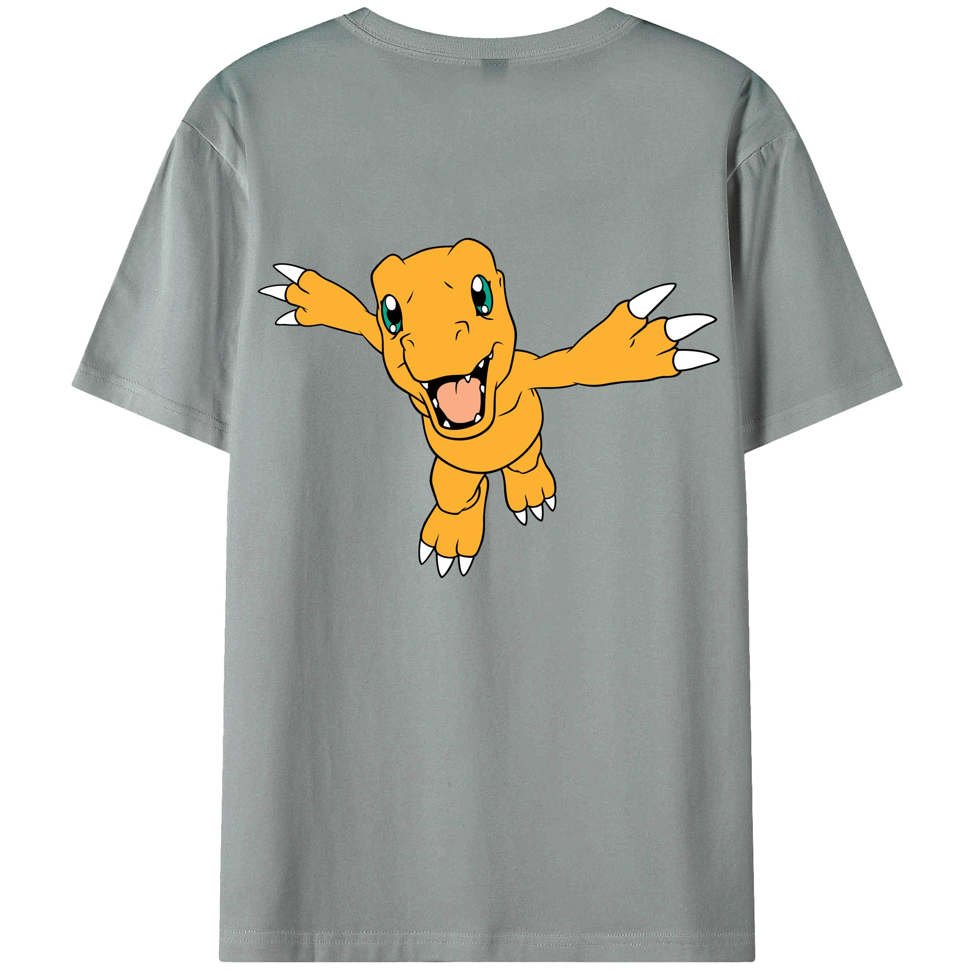（画像用） Digimon デジタルモンスター/デジモン 綿100％ メンズ半袖Tシャツ（バックプリント） 通気性